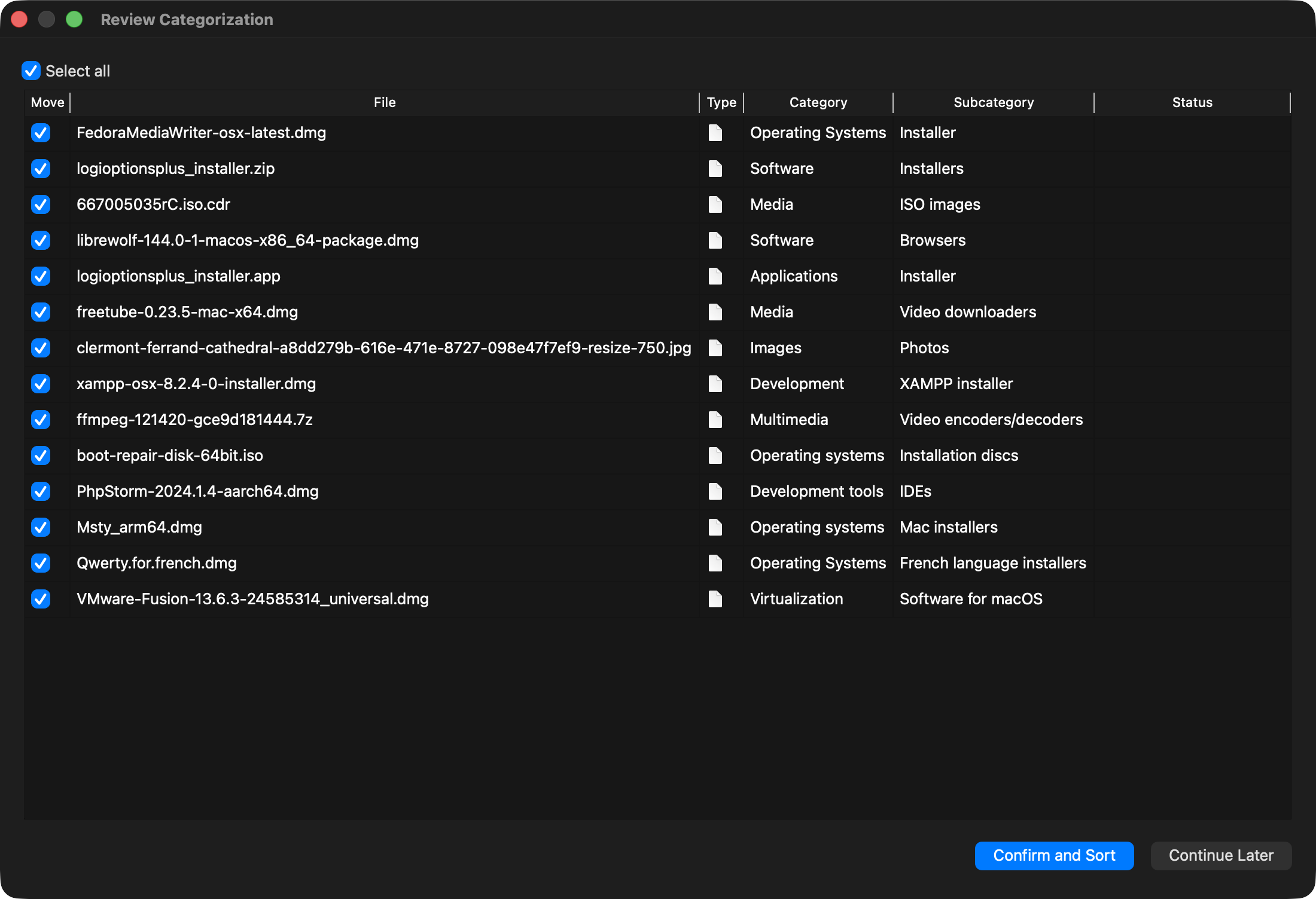 AI FileSorter Categorization Dialog (macOS)